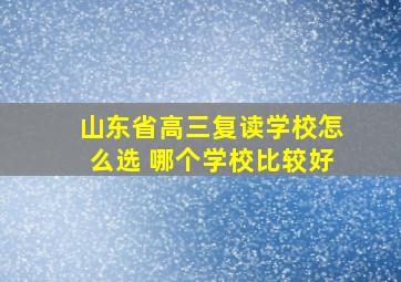 山东省高三复读学校怎么选 哪个学校比较好